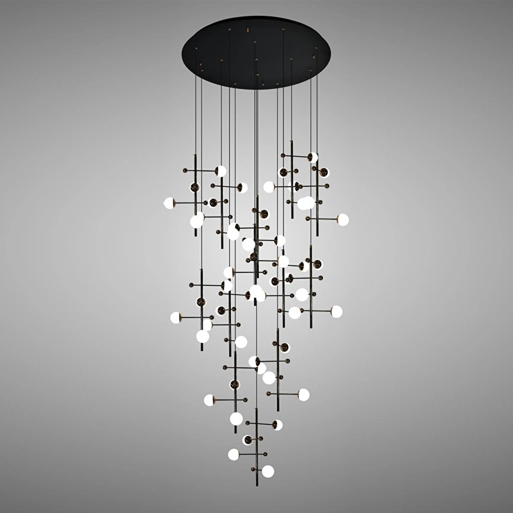 Apliqa Addo Siyah 13'lü 52 Watt Yuvarlak Modern Sarkıt Koridor, Salon Sarkıt Led Avize görseli 2