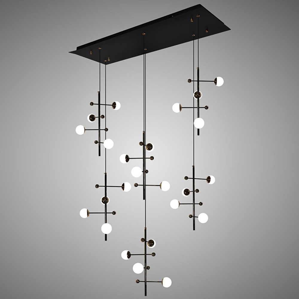 Apliqa Addo Siyah 6'lı Sıralı 24 Watt Modern Sarkıt Koridor, Yemek Masası Üstü, Salon Sarkıt Led Avize görseli 2