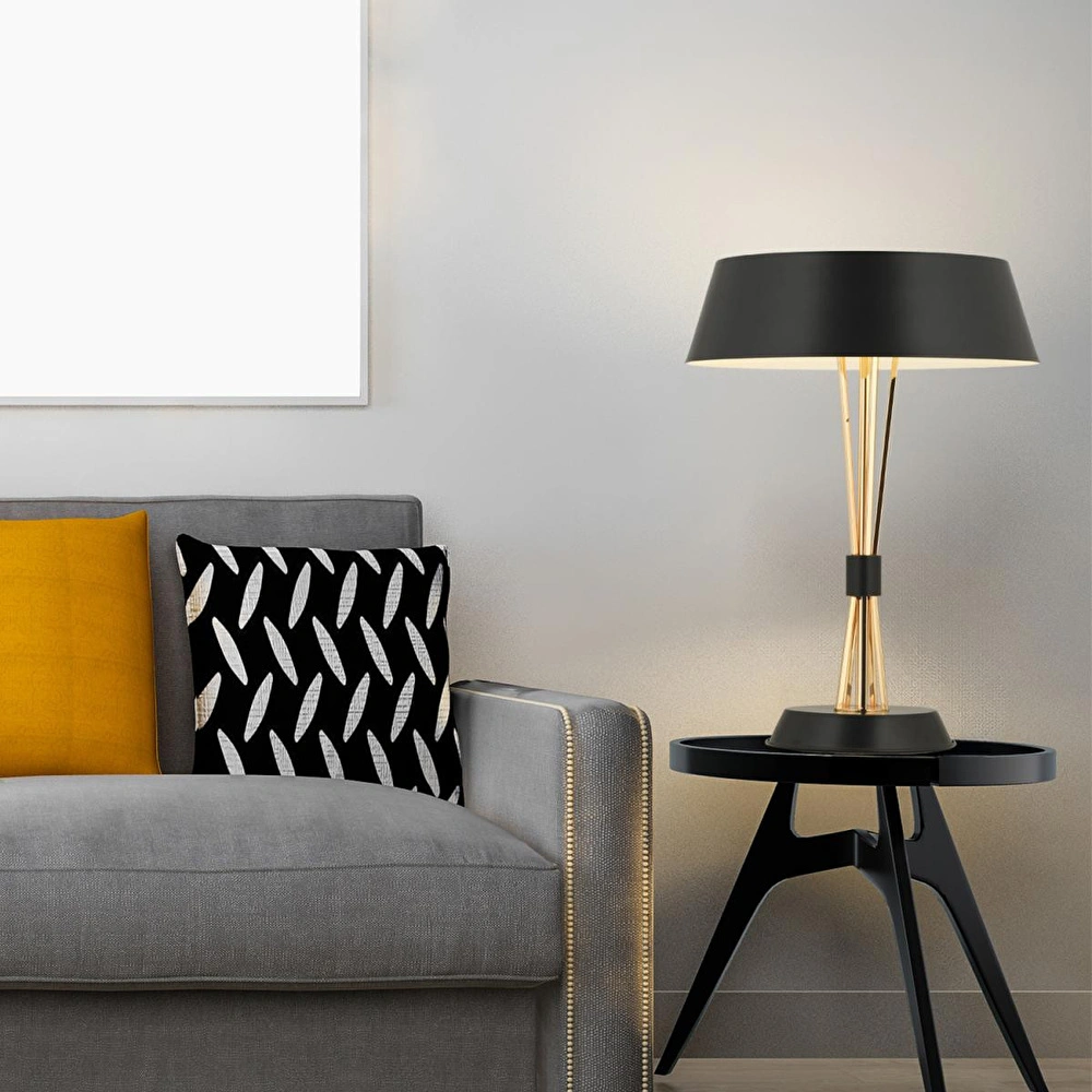 Apliqa Noris Tekli Gold Modern Oturma Odası, Yatak Odası, Salon Abajur görseli 1