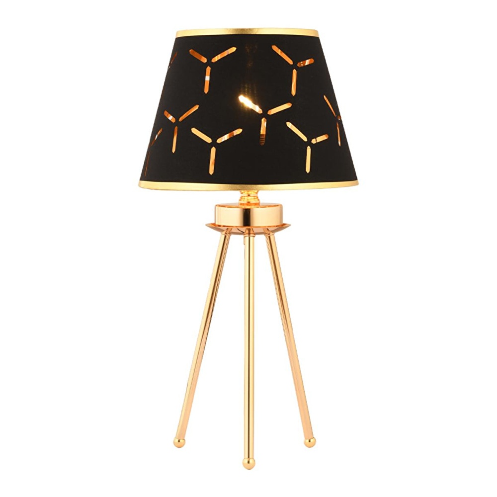 Apliqa Epona Siyah Desenli Şapkalı Gold Modern Dekoratif Salon Abajur görseli 2
