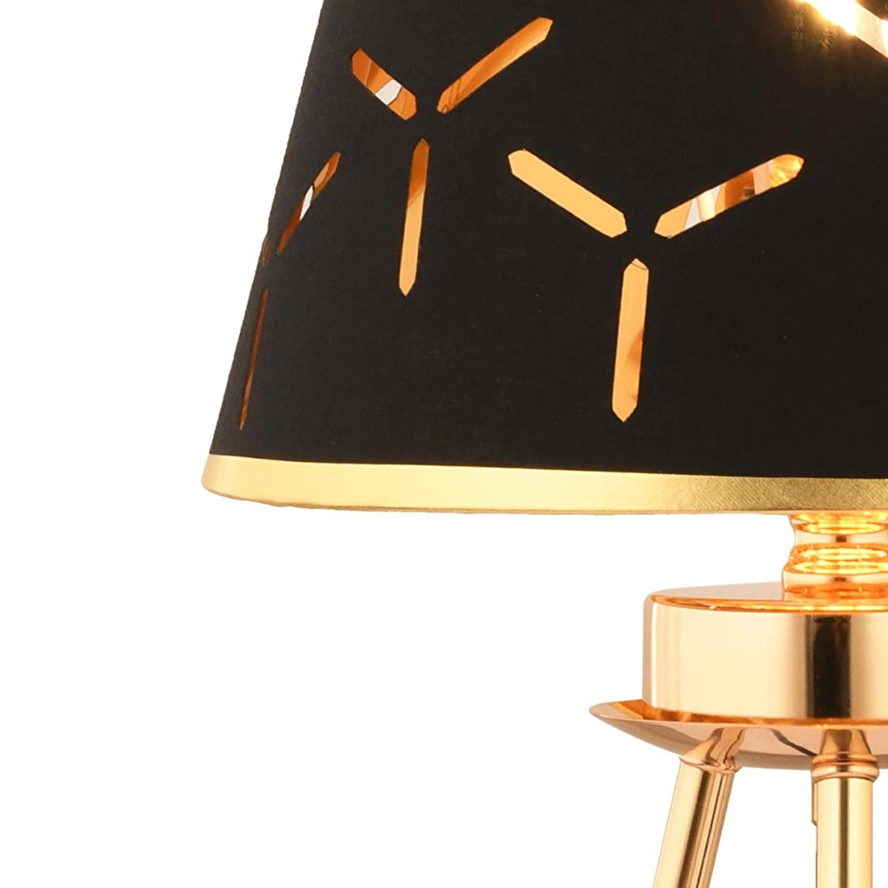 Apliqa Epona Siyah Desenli Şapkalı Gold Modern Dekoratif Salon Abajur görseli 4