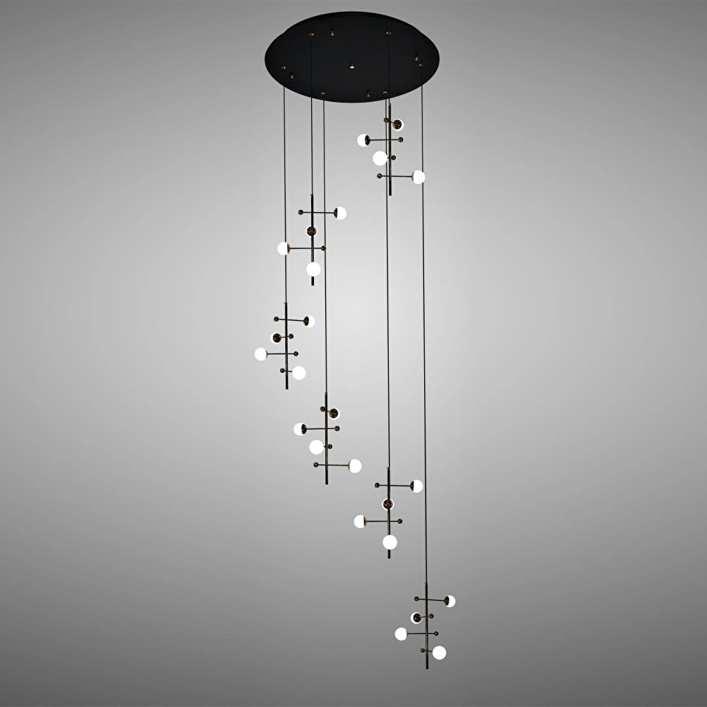 Apliqa Addo Siyah 6'lı 24 Watt Modern Sarkıt Koridor, Salon Sarkıt Led Avize görseli 2