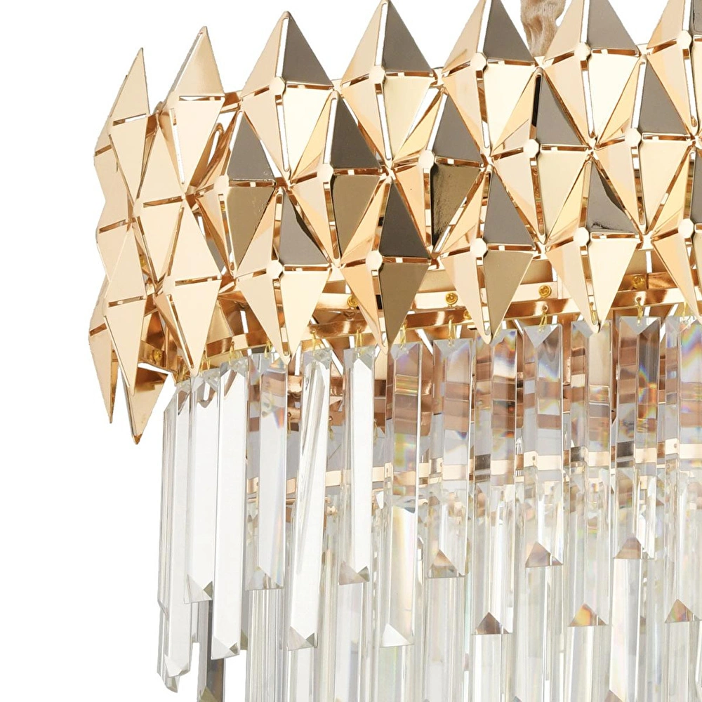 Apliqa Rodya 80'lik Sıralı Gold Kristal Taşlı Modern Yemek Odası Salon Sarkıt Avize görseli 4