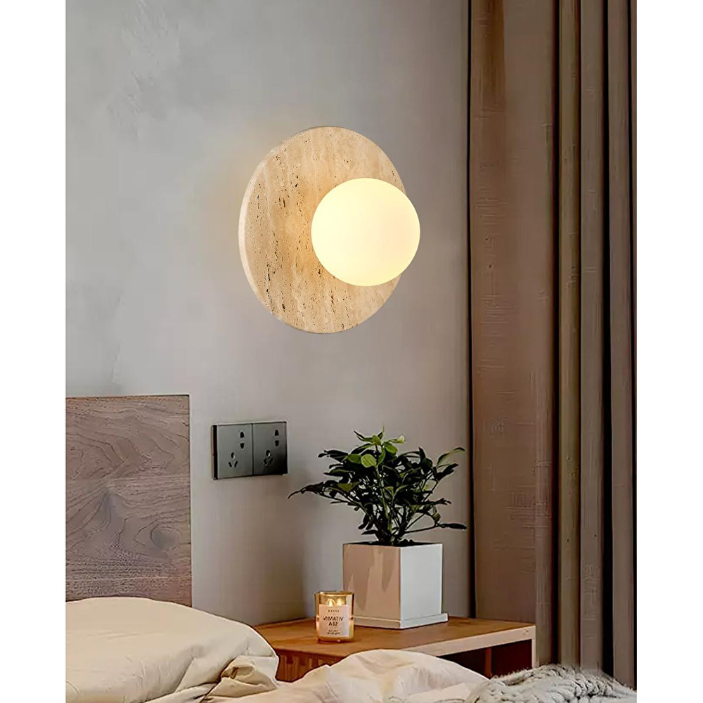 Apliqa Eira Traverten Desenli Modern Salon, Yatak Başı Aplik görseli 1
