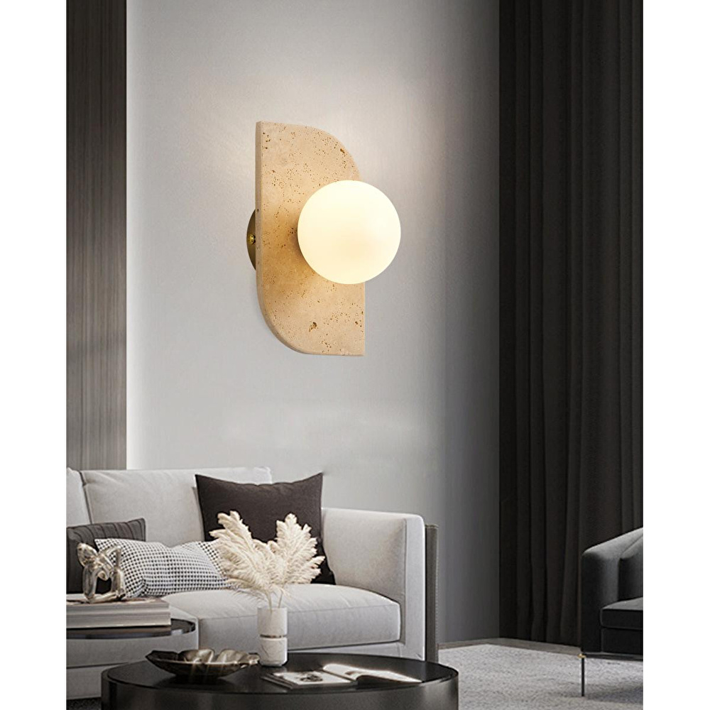 Apliqa Tirra Traverten Mermer Desenli Modern Salon Aplik görseli 1