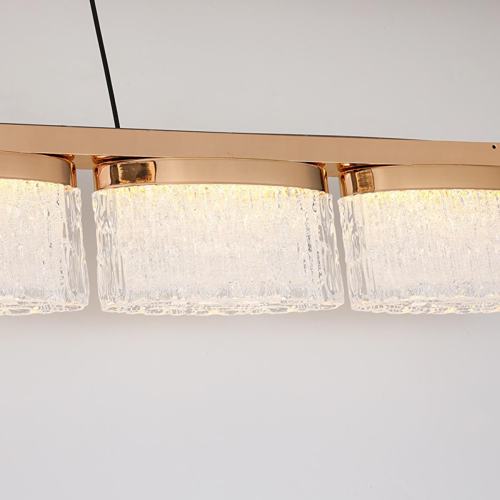 Apliqa Rosae Gold Krisatal Sıralı Sarkıt Salon Led Avize görseli 5
