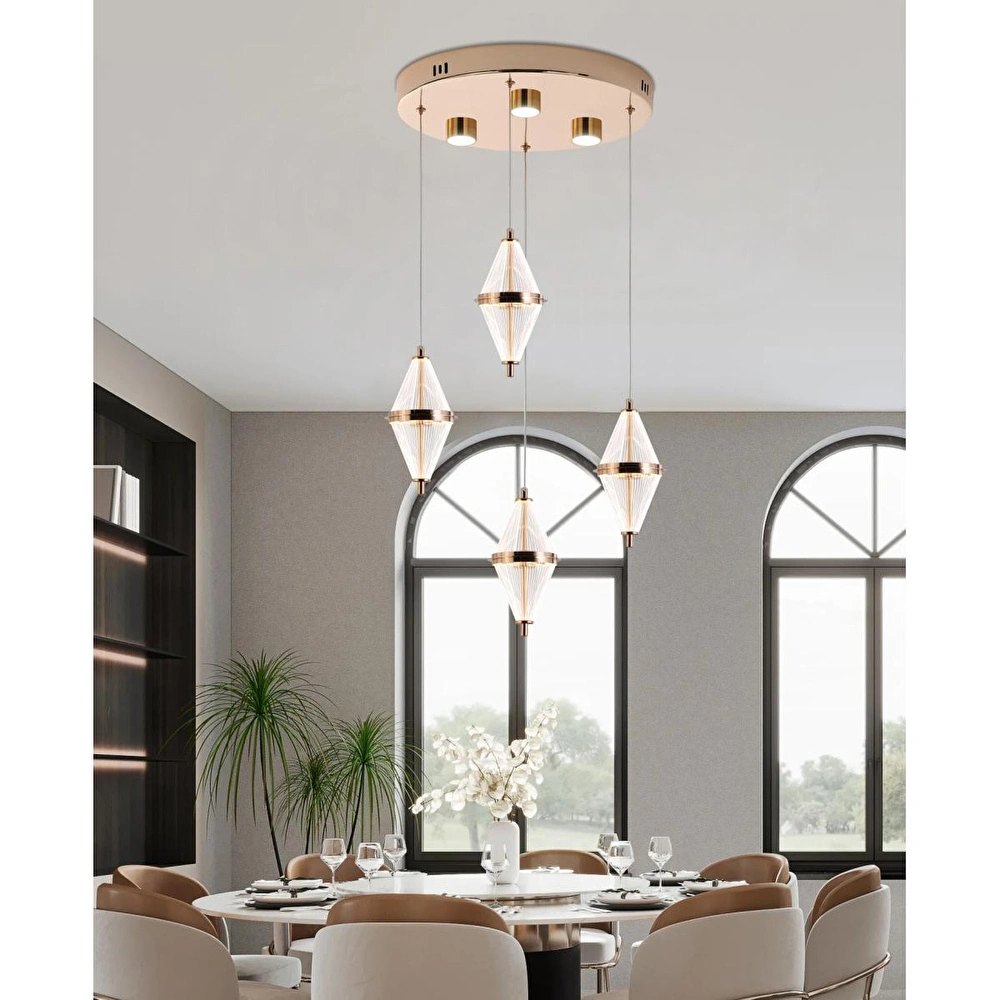 Apliqa Harold 4'lü 24 Watt Yuvarlak Gold Ledli Modern Salon Avize görseli 1