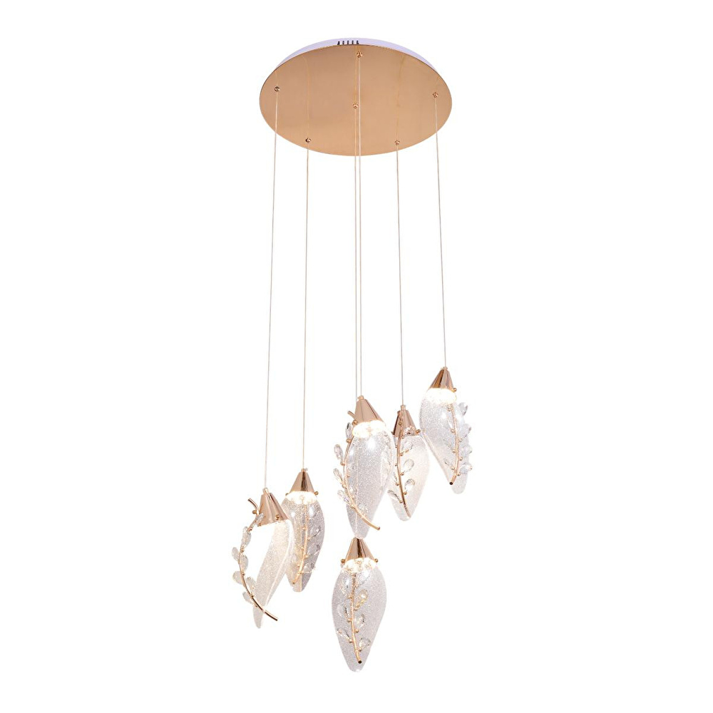 Apliqa Ardea 6'lı Gold Yuvarlak Sarkıt Salon Led Avize görseli 4