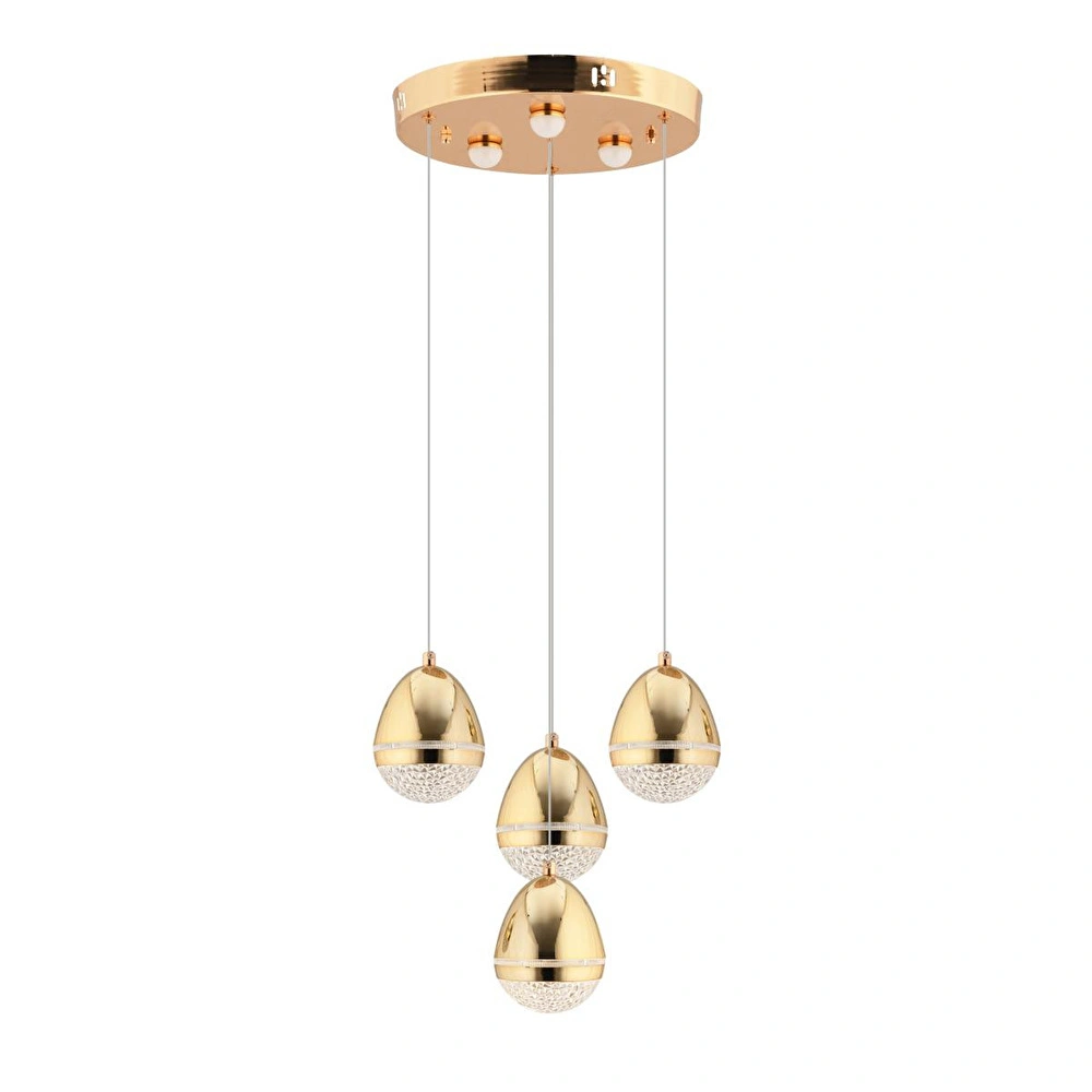 Apliqa Amaya 4'lü Yuvarlak Gold Damla Başlıklı Modern Salon Led Avize görseli 2
