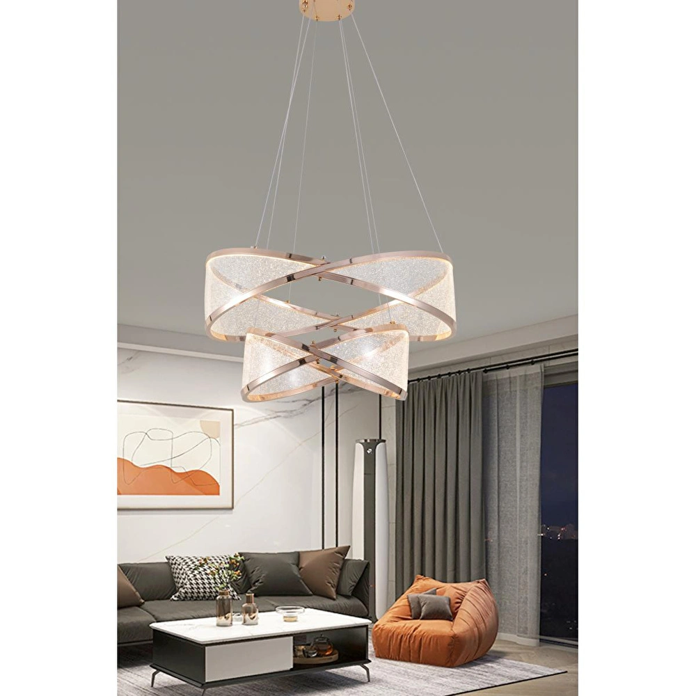Apliqa Natura Sıralı Gold Salon Sarkıt Led Avize görseli 1