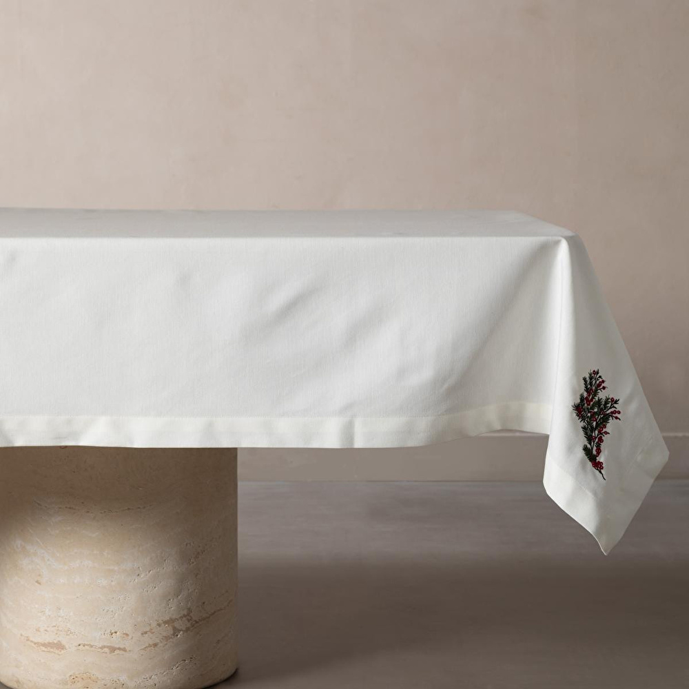 Mudo Home Joy Nakişli Masa Örtüsü Ekru 150x250 görseli 1