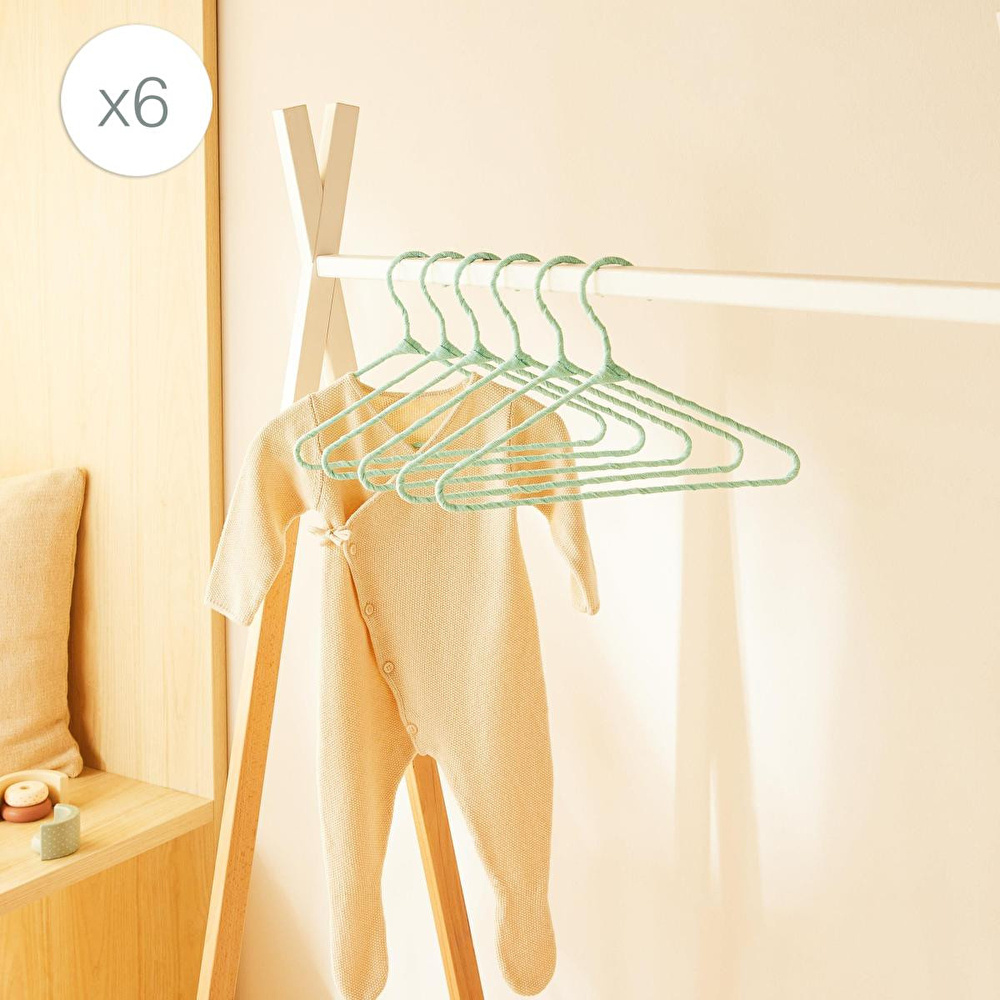Ocean Home Textile 6'lı Mint Renk Kumaş Kaplı Metal Bebek Giysi Askısı19.5 X 30 X 0.3 Cm görseli 1
