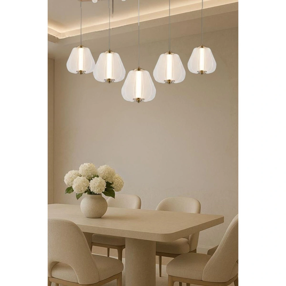 Apliqa Hopps 90 Watt 5'li Sıralı Bakır Led Sarkıt Avize görseli 1
