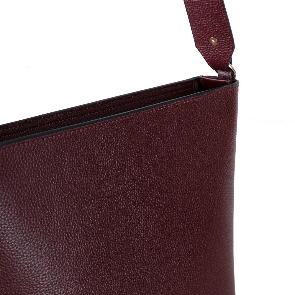 Bloominbag Milano Zip Tote – Oxblood Burgundy Hakiki Deri Askılı Kadın Omuz Çantası görseli 5