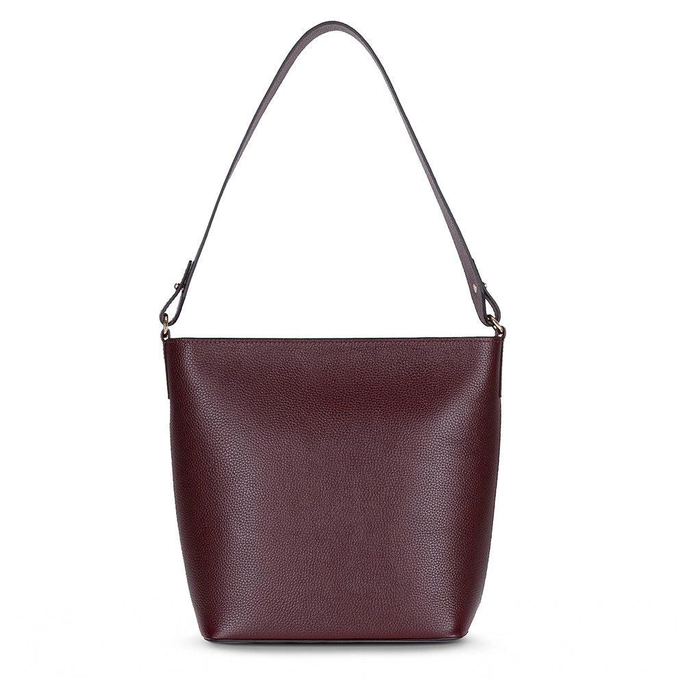 Bloominbag Milano Zip Tote – Oxblood Burgundy Hakiki Deri Askılı Kadın Omuz Çantası görseli 1
