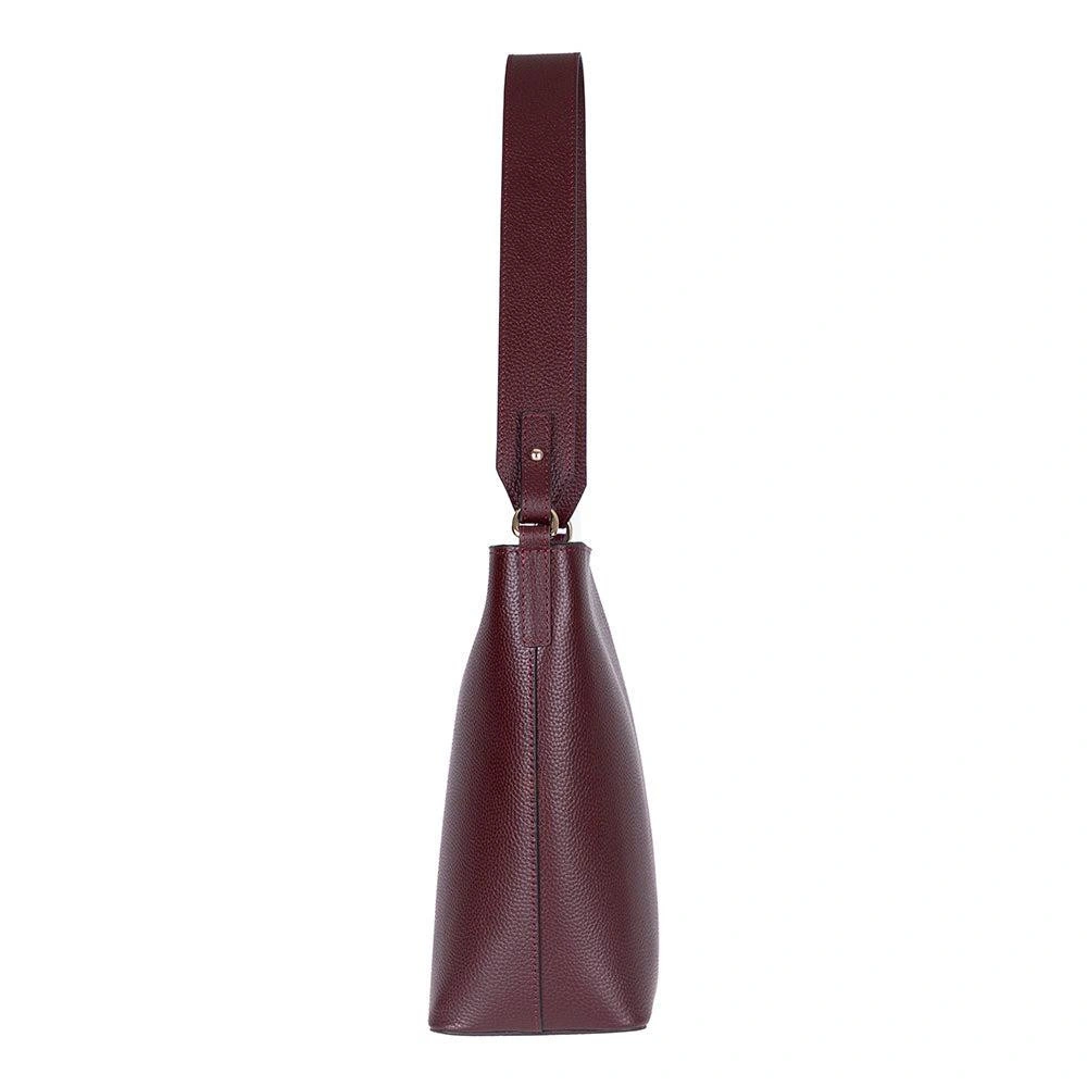 Bloominbag Milano Zip Tote – Oxblood Burgundy Hakiki Deri Askılı Kadın Omuz Çantası görseli 3