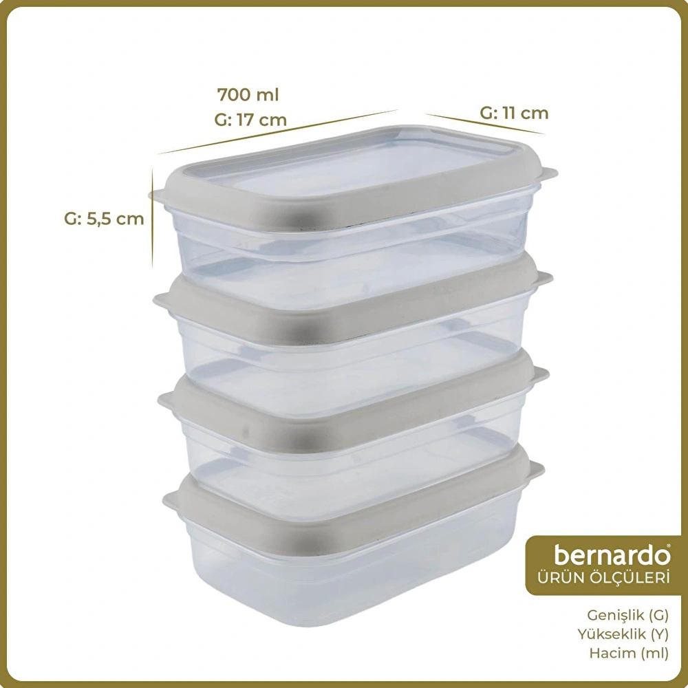 Bernardo Hide Plus 4'lü Saklama Kabı 700 Ml Beyaz görseli 2