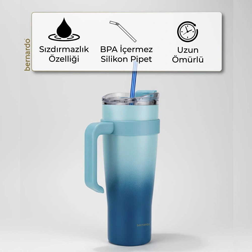 Bernardo Alto Pipetli Termos Bardak Lacivert 1000ml görseli 4