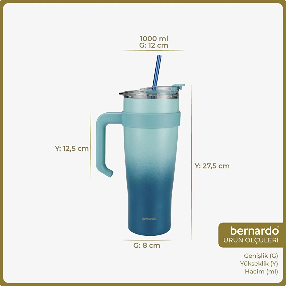 Bernardo Alto Pipetli Termos Bardak Lacivert 1000ml görseli 2