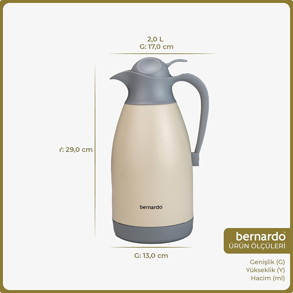 Bernardo Grandio Çelik Termos Krem 2 Litre görseli 2