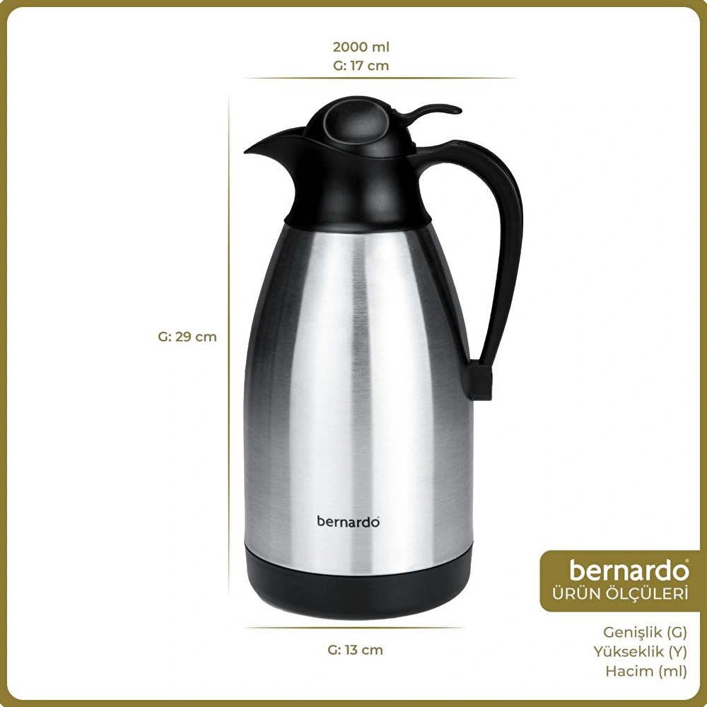 Bernardo Grandio Çelik Termos Inox 2 Litre görseli 2