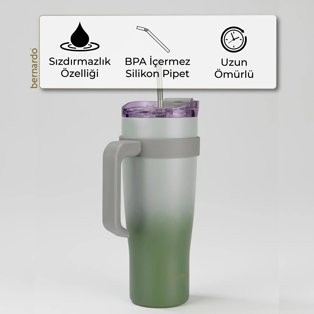 Bernardo Alto Pipetli Termos Bardak Yeşil 1000ml görseli 4
