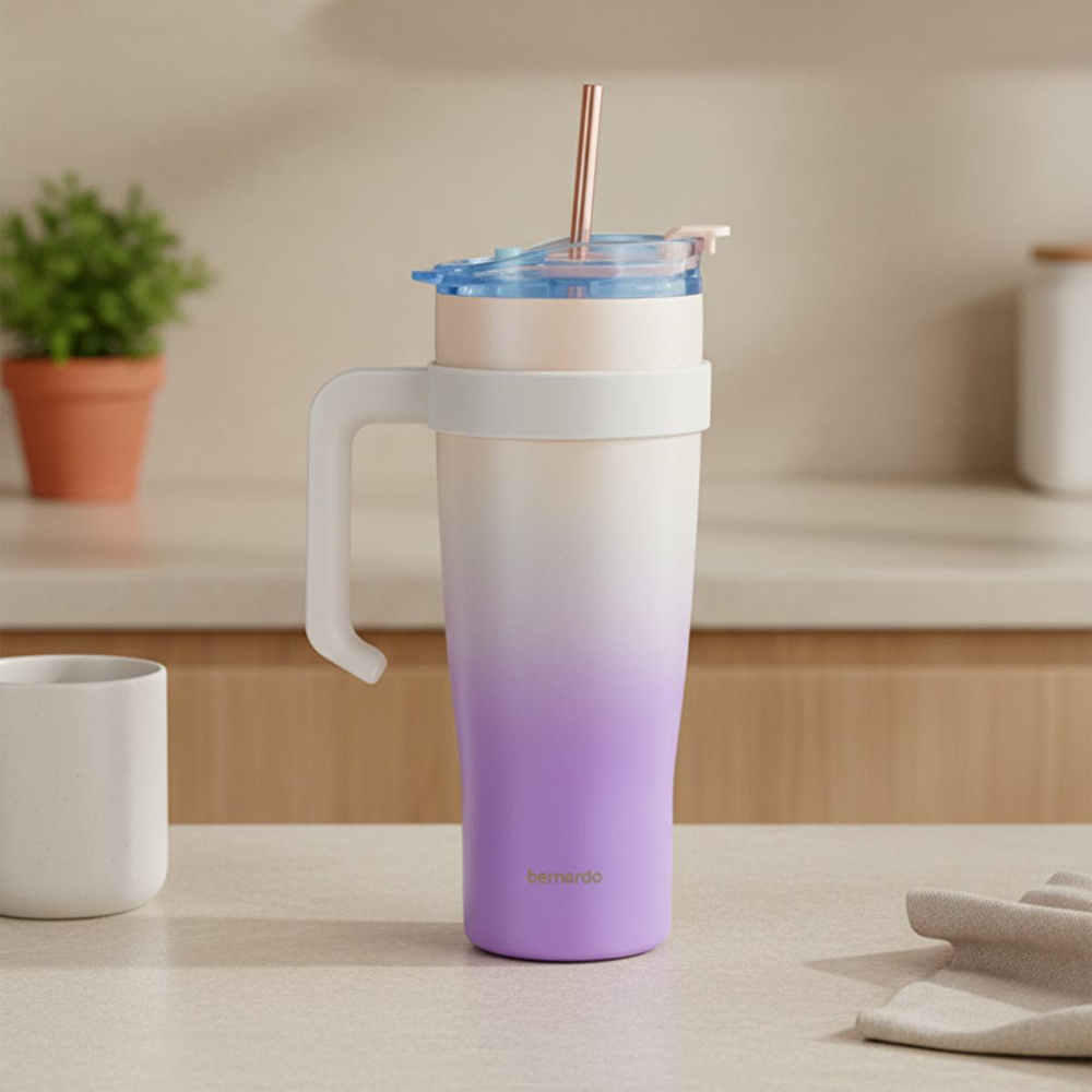 Bernardo Alto Pipetli Termos Bardak Pembe 1000ml görseli 1