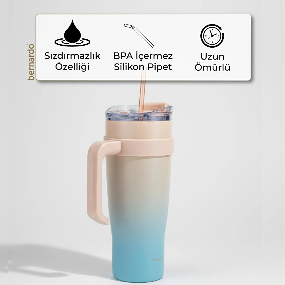 Bernardo Alto Pipetli Termos Bardak Turkuaz 1000ml görseli 4