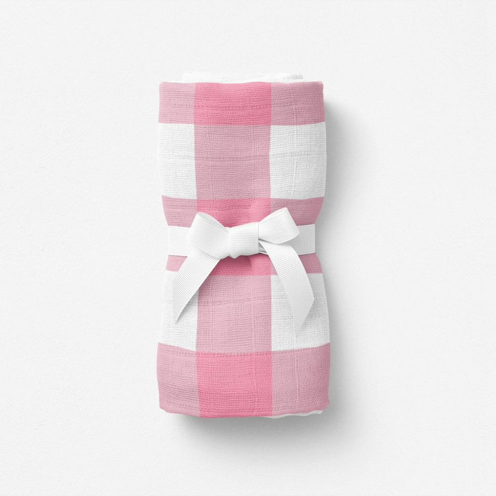 Itsy Bitsy Kids Bird Of Life Pink Check , Müslin Bebek Örtüsü , 100x100 Cm görseli 1