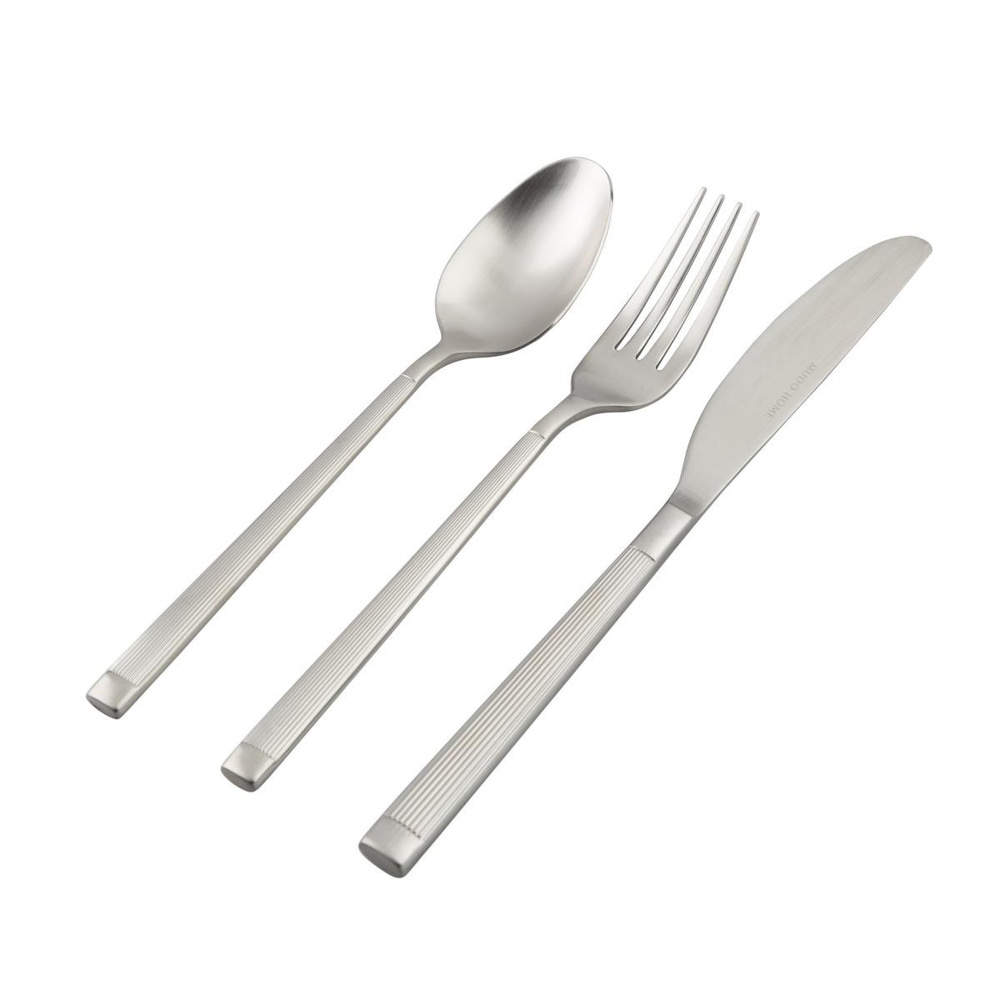 Mudo Home Elegant Line 18 Parça Çatal Kaşik Biçak Takimi Mat Gümüş görseli 1