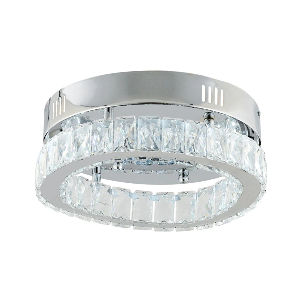 Apliqa Ardenia Tekli Krom Ledli 3 Renkli Kristalli Taşlı Modern Tasarım Led Kristal Salon Avize görseli 2