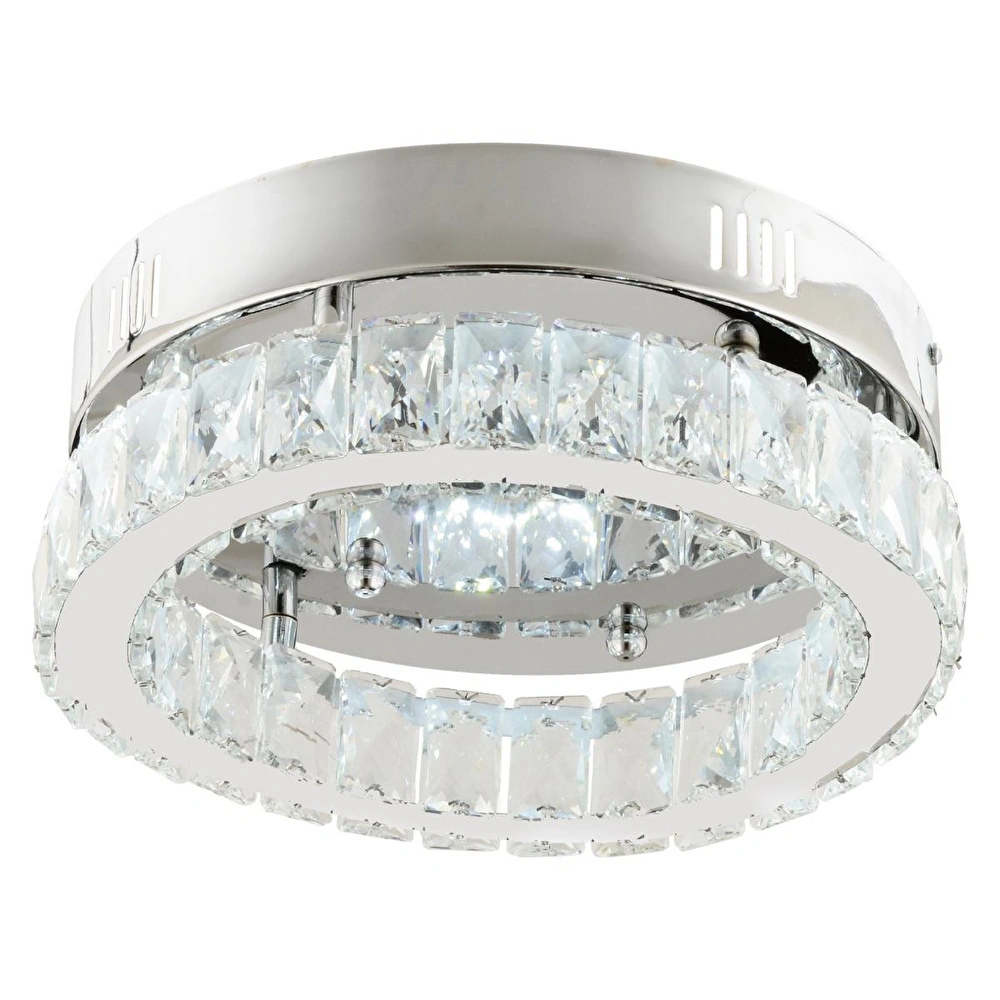 Apliqa Ardenia Tekli Krom Ledli 3 Renkli Kristalli Taşlı Modern Tasarım Led Kristal Salon Avize görseli 3