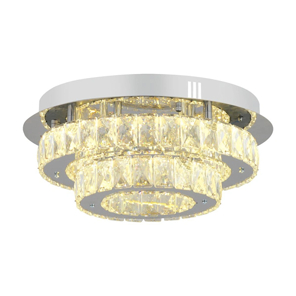 Apliqa Ardenia 2 Katlı Krom 3 Renkli 70 Watt Kristalli Ledli Modern Salon Led Büyük Avize görseli 3