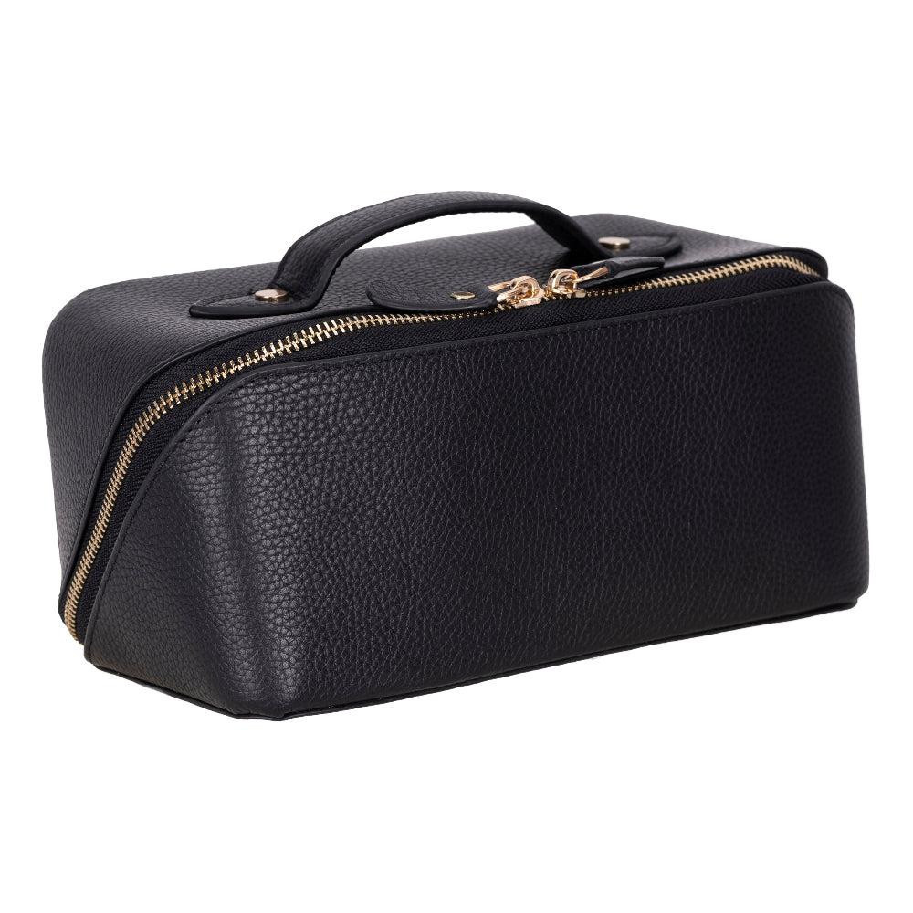 Bloominbag Ella Terra Onyx Black Deri Seyahat Ve Makyaj Çantası görseli 1
