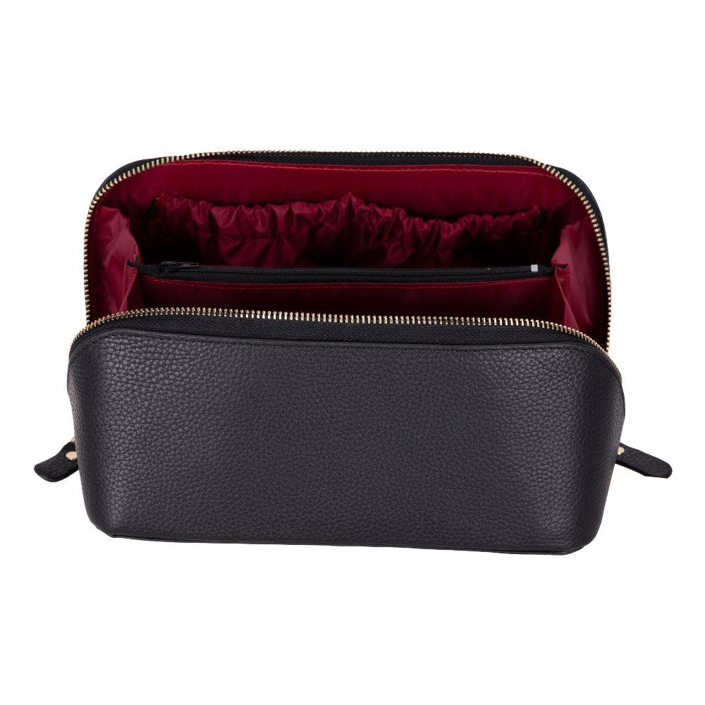 Bloominbag Ella Terra Onyx Black Deri Seyahat Ve Makyaj Çantası görseli 4