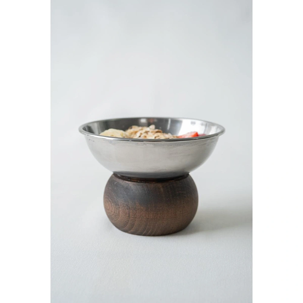 Beige & Stone Ahşap Tabanlı Çelik 330 Ml Dondurma Çerez Dekorasyon Sunum Kase Tabak görseli 3