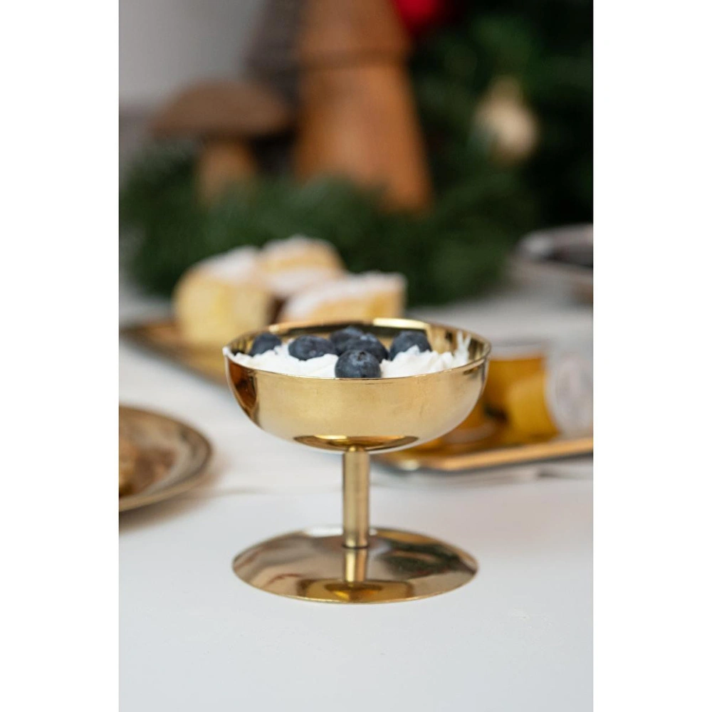 Beige & Stone Gold Yüksek Ayaklı 8 Cm Dondurma Lokum Tatlı Kahvaltılık Sunum Kase görseli 3