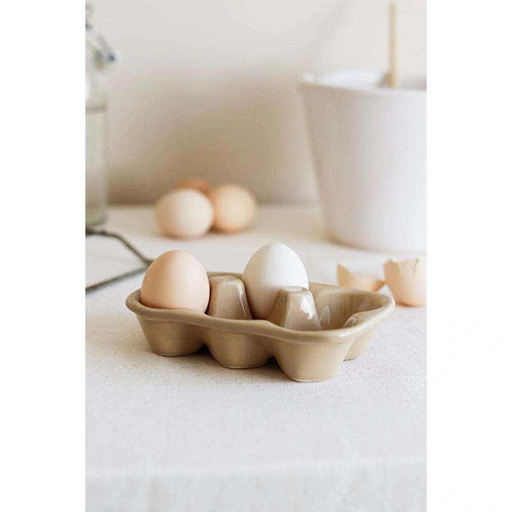 Beige & Stone Seramik Yumurtalık Saklama Servis Kabı görseli 1