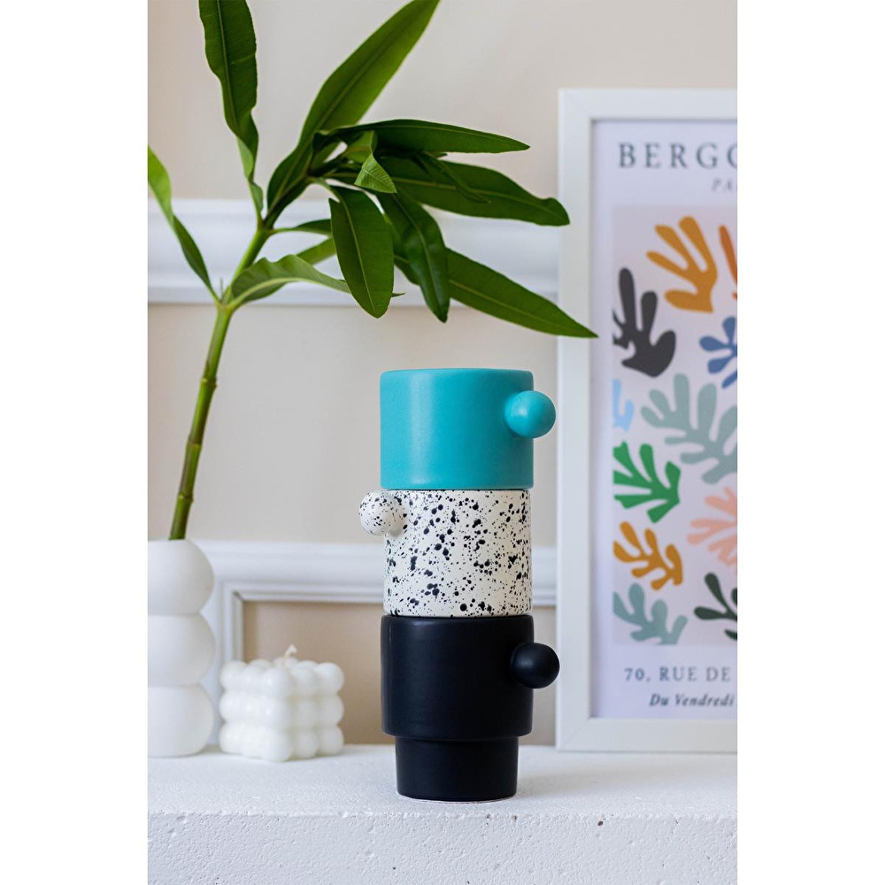 Beige & Stone Colorfull Coffe Collection Top Kulplu El Yapımı Seramik Kupa görseli 3