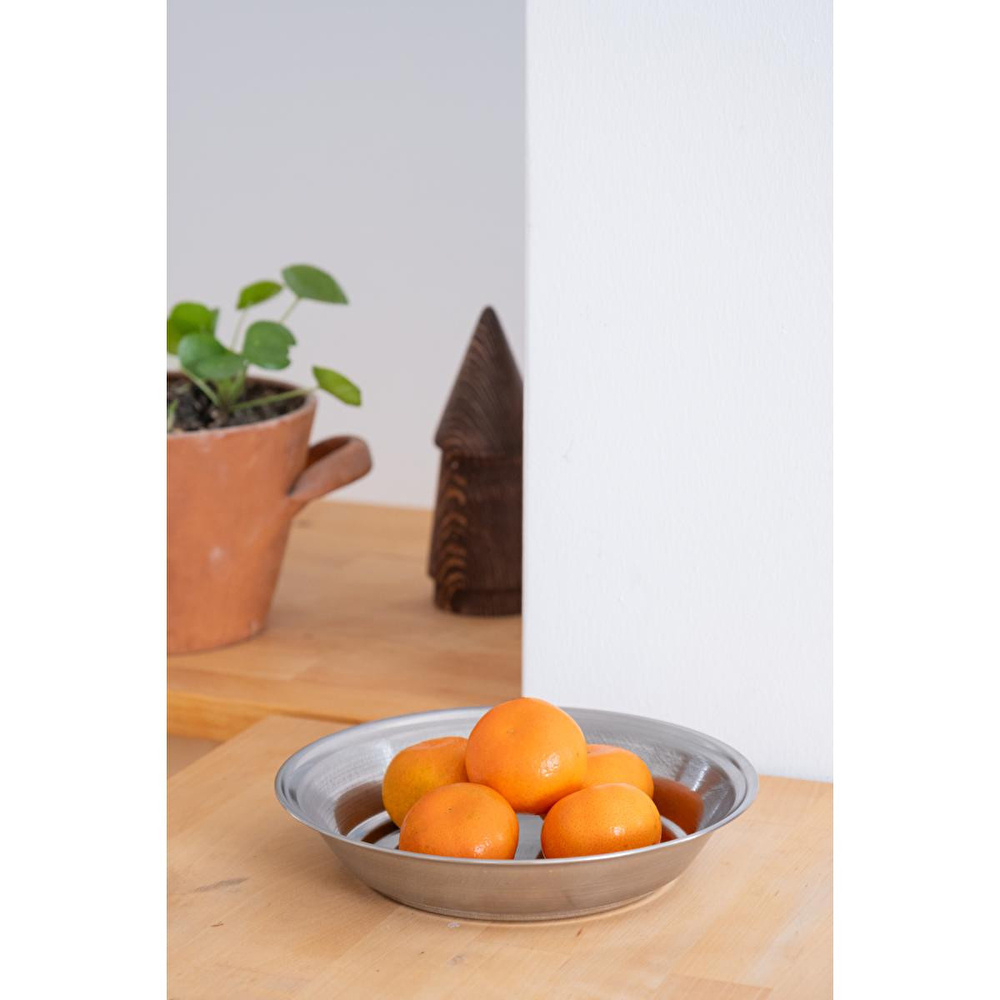 Beige & Stone Metal 21 Cm Salata Kısır Meyve Sunum Tabağı görseli 3