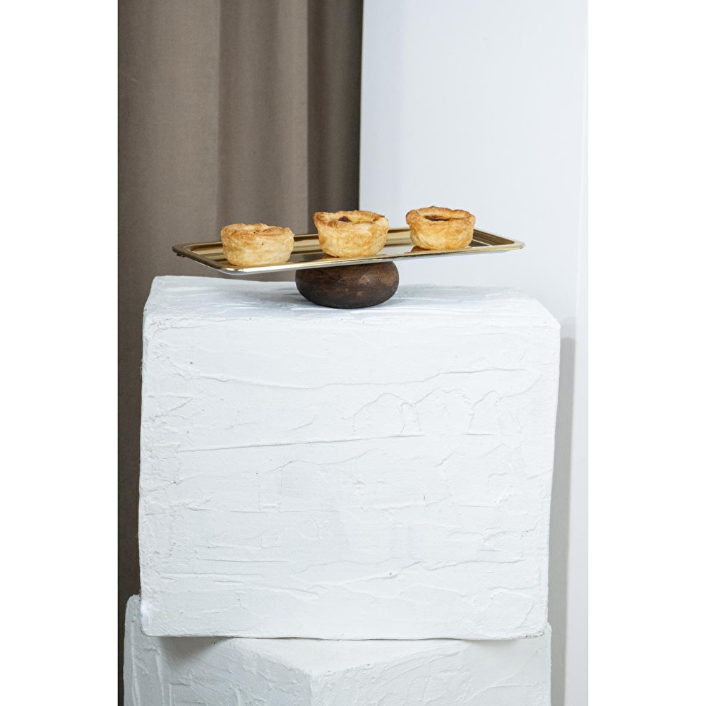 Beige & Stone Ahşap Ayaklı Baton Gold Dekoratif 33 Cm Pasta Kek Sunum/servis Tabak Stand görseli 6