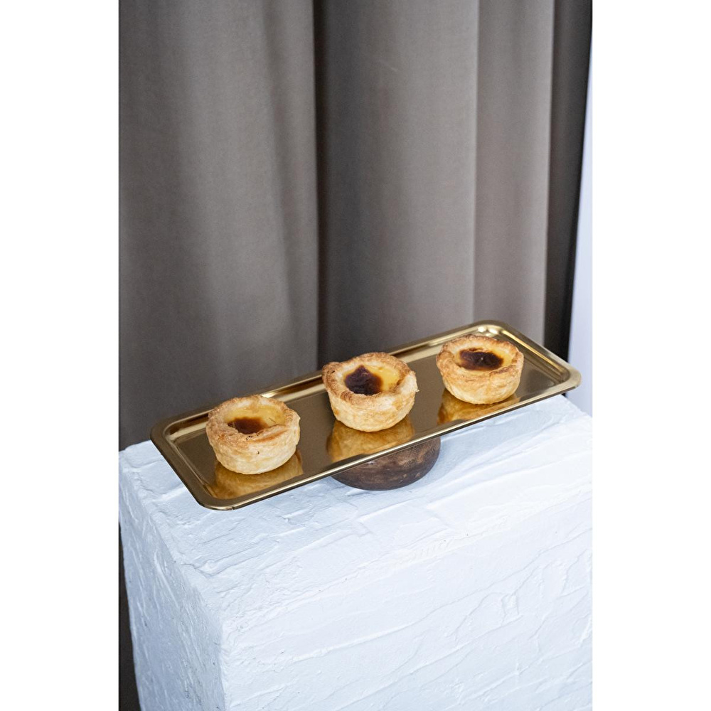 Beige & Stone Ahşap Ayaklı Baton Gold Dekoratif 33 Cm Pasta Kek Sunum/servis Tabak Stand görseli 2