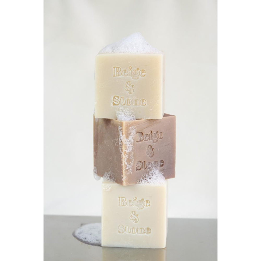 Beige & Stone Doğal Mutfak Seti | 11,5 Cm Çelik Sabunluk & Zeytinyağlı Katı Bulaşık Sabunu 200 Gr görseli 5