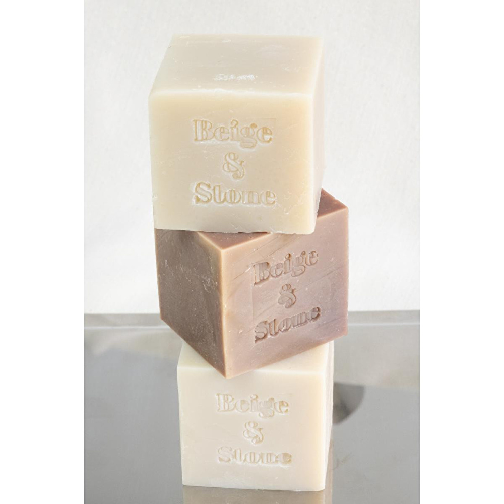 Beige & Stone Doğal Mutfak Seti | 11,5 Cm Çelik Sabunluk & Zeytinyağlı Katı Bulaşık Sabunu 200 Gr görseli 4