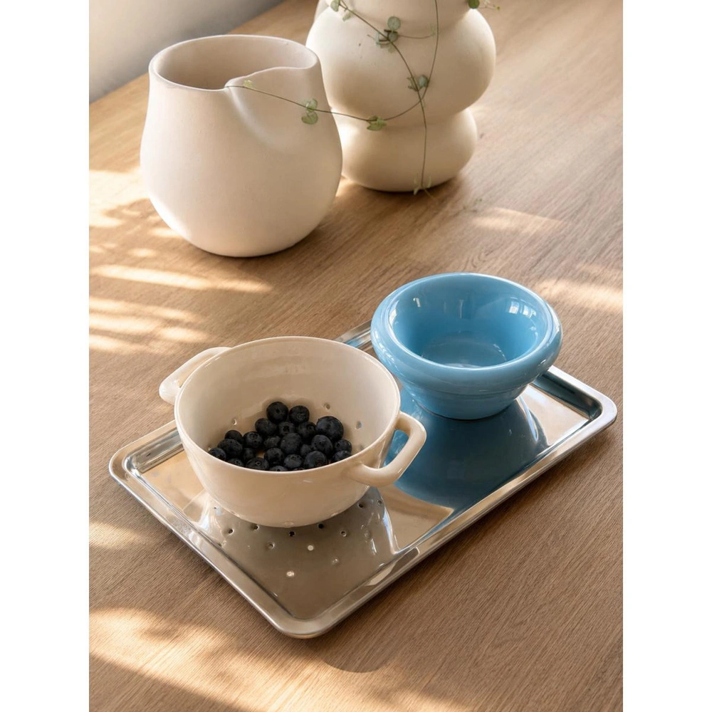 Beige & Stone Seramik Krem Süzgeç görseli 5