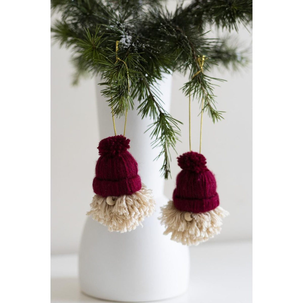 Beige & Stone Yılbaşı 2li Set Cüce Çam Ağacı Noel Baba Süs görseli 2