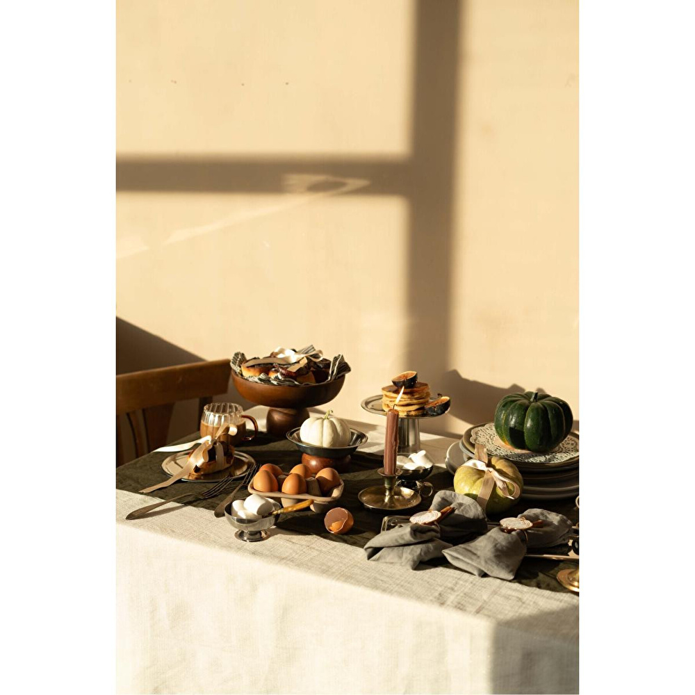 Beige & Stone Metal Kısa Ayaklı 8,5 Cm Kahvaltılık Tatlı Çerez Dekoratif Sunum Kase görseli 5