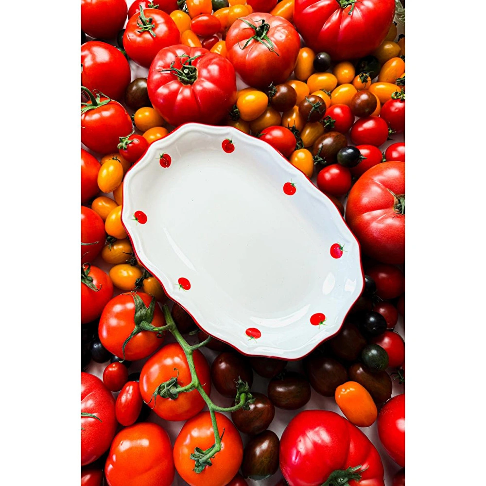 Rakle Pomodoro Stoneware 2'li Kayık Sunum Tabağı Seti 25 Cm görseli 5