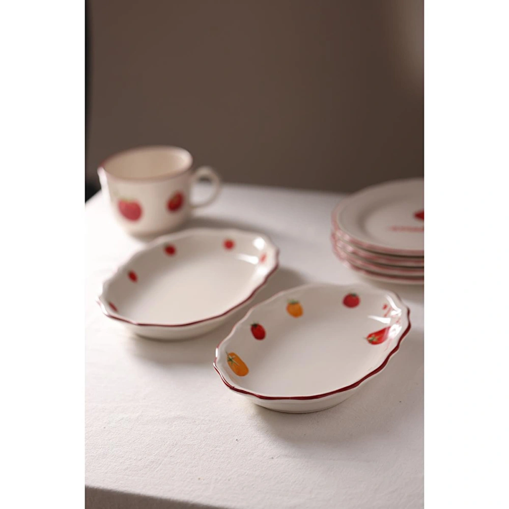 Rakle Pomodoro Stoneware 2'li Kayık Sunum Tabağı Seti 25 Cm görseli 6