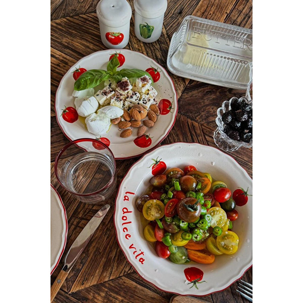 Rakle Pomodoro Stoneware 4'lü Servis Tabağı Seti 28 Cm görseli 5